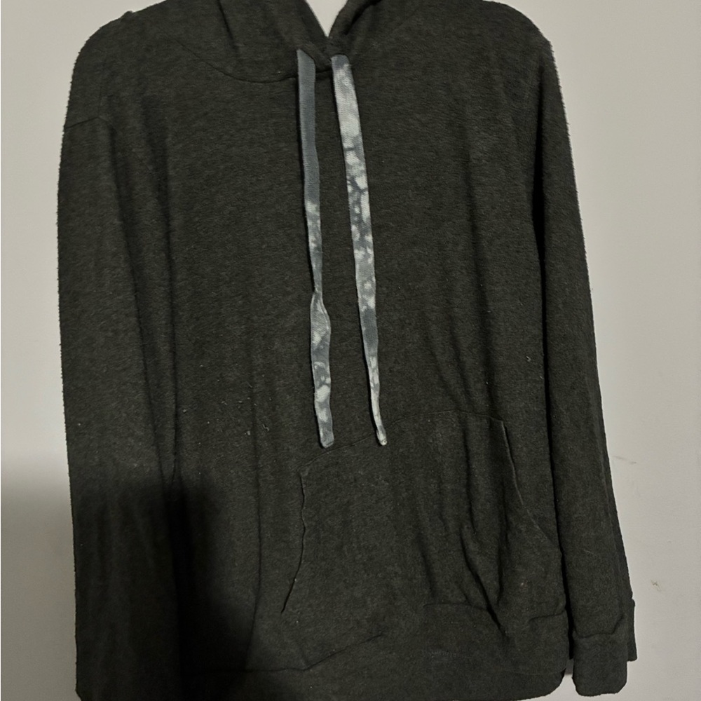 Nine Britton Charcoal Hoodie with Patterned Drawstrings